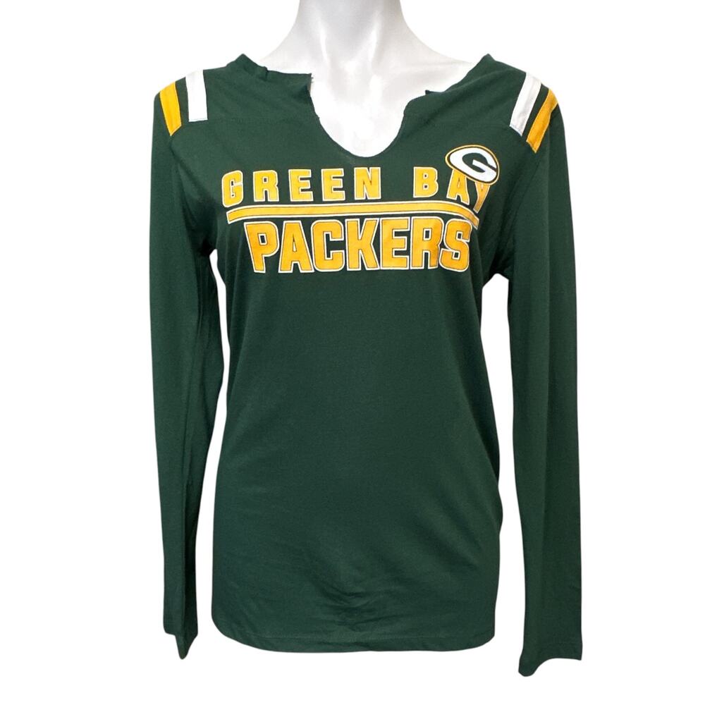 NFL Team Apparel Green Bay Packers Long Sleeve Tee Women's L Green Gold Football